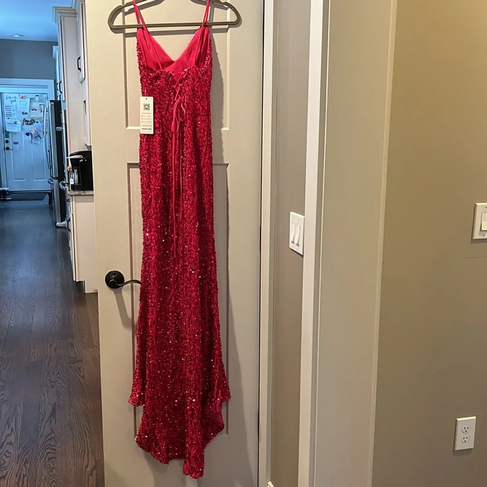 New Lavetir hot pink sequined prom dress - Picture 6 of 10